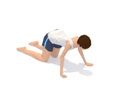 Cat Yoga Exercise Woman Animation Low-poly 3D model