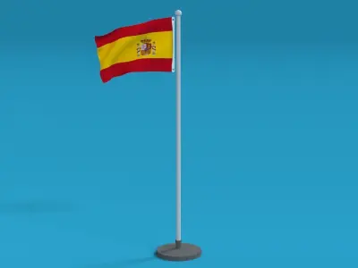 Low Poly Seamless Animated Spain Flag Low-poly 3D model
