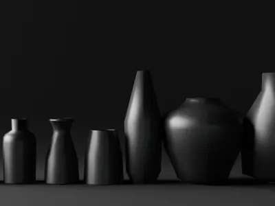 Modern Vase set Low-poly 3D model