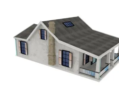 Villa house with porch 3D model