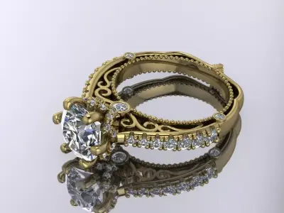 Veragio Elegant Ring Jewelry Gold 3D print model