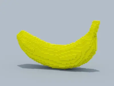 Voxel Banana Low-poly 3D model