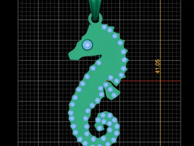 gold seahorse pendant  3D printable model   3D print model