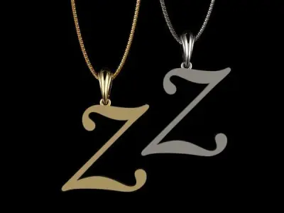 Letter Z  NECKLACE pendant  3D print model