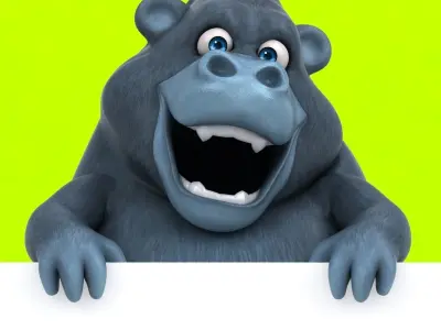 Fun cartoon gorilla 3D model