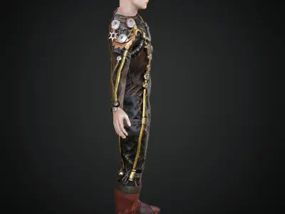  Steampunk rigged character Low-poly 3D model