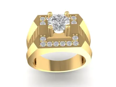 Luxury Square Diamond Men Ring 3D Model 647 3D print model