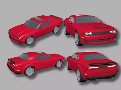 Dodge Challenger SRT Hypercasual Low-poly 3D model