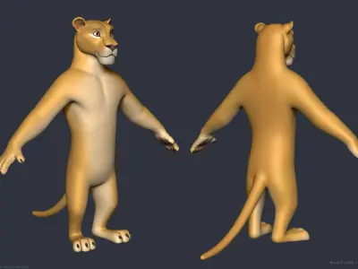 Stylized Cartoon Lion - Biped 3D model
