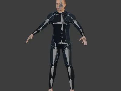 Rigged Surfer -Swimmer with IK and FK Rigging Low-poly 3D model