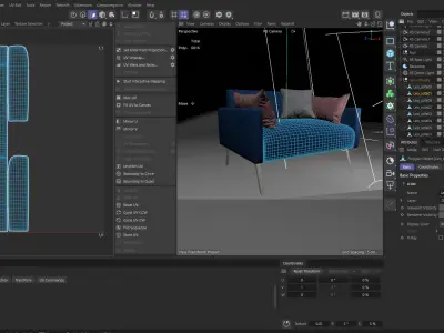 Modern Realistic Sofa for Cinema 4d Render Ready Free low-poly 3D model