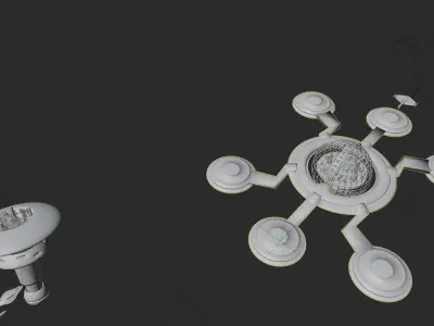 Star Trek Space Craft With Space Station Animation 3D model