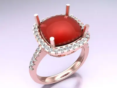 Square Stone Rings - Womens Rings - N417312 3D print model