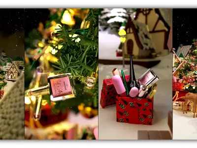 Snow Island Christmas Decoration Cosmetics Product Animation Low-poly 3D model