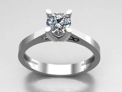 Diamond Engagement Gold Ring  Free 3D print model