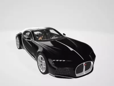 Bugatti and the girl Low-poly 3D model