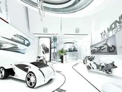 Futuristic Automotive Showroom 3D model