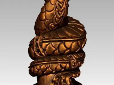 NAKA Amulet Snake Tiny  Chinese Zodiac Charm talisman 3D print model