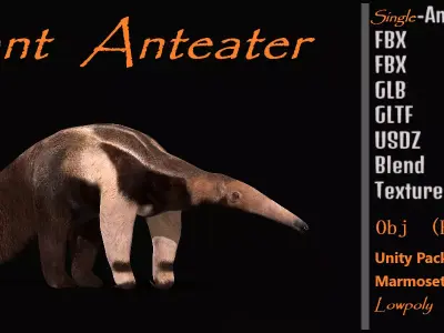 Giant Anteater Low-poly 3D model