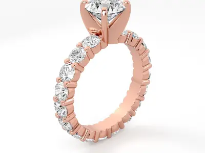 Round Diamond Engagement Ring 3D print model purchase