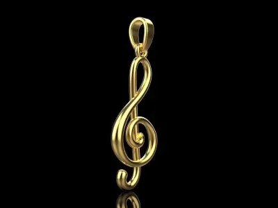 Violin key music note Musical Clef pendant model 998 3D print model