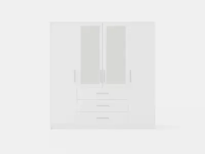 Escaldes Garderob 196 Cm Vit Low-poly 3D model