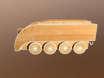 Wooden Toy Train - Engine 001 Low-poly 3D model
