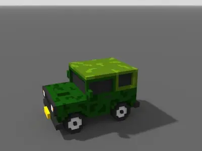 3D voxel jeep Low-poly 3D model
