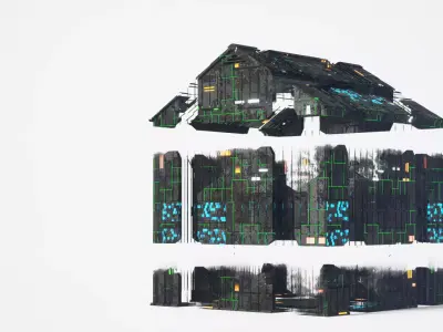 Exterior Sci-Fi House Tech Cube Futuristic Building 3D model