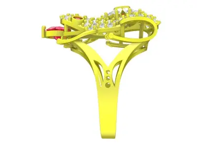 A7108 Luxury Baguette Diamond Lucky Toad Women Ring 3D print model