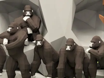 Gorillas gorilla Low-poly 3D model