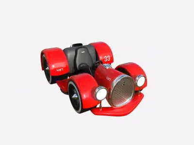 Cartoon Kart E01 Red - Vehicle Racing Design Low-poly 3D model