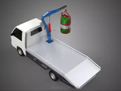 JACK HYDRAULIC CRANE HAND CRANK WINCH JIB DRUM TRUCK PICKUP CAR 3D model