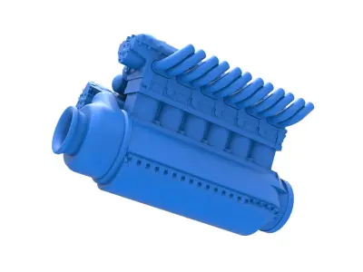 Engine V12 of Vintage Dragster Scale 1 to 25 3D print model