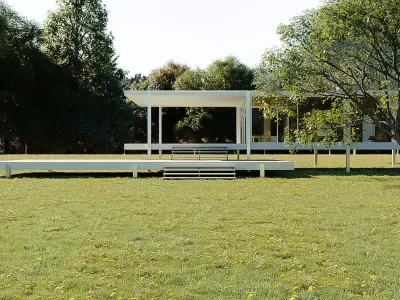 Farnsworth House by Mies van der Rohe Free 3D model
