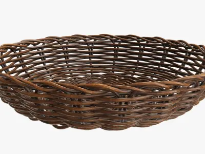 Wicker basket tray dark brown 3D model