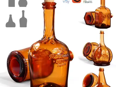 Color glass bottle 3D model