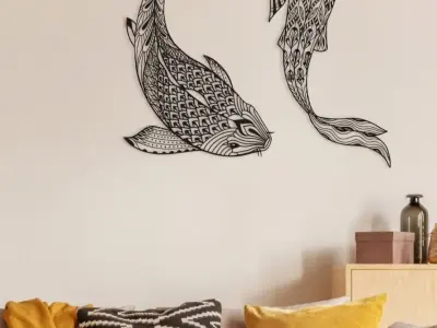 koi wall art  3D print model