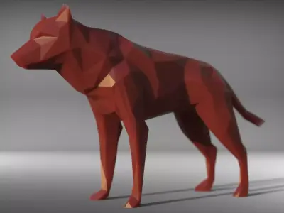 wolf low poly printable Low-poly 3D model