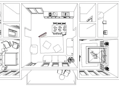 Two bedrooms apartment design 3D model