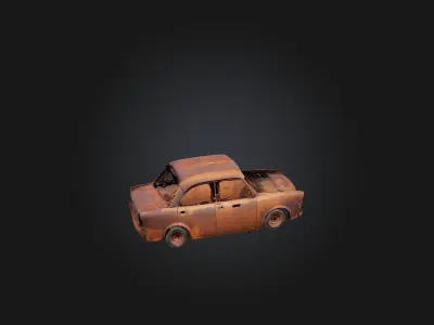 Rusted Car Frame Low-poly 3D model