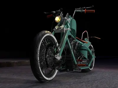 Custom Harley Davidson Chopper Low-poly 3D model