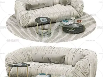 luxury reception comfy and elegant sofa  Low-poly 3D model