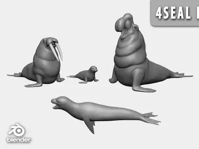 4Seal Pack  Low-poly 3D model