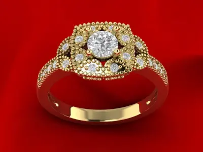 Vintage luxury engagement ring 3D print model purchase