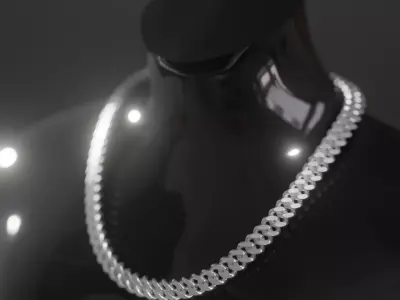 Cuban link chain silver and gold Low-poly 3D model