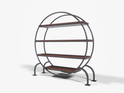 Round Books Shelve acacia veneer Low-poly 3D model