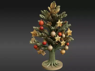 Seasonal Ornament Tree 3D Model Festive Print-Ready Decoration  3D print model