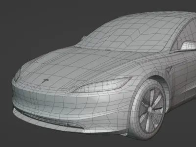 TESLA MODEL 3 2024 Exterior Only Game Ready 21K tri Low-poly 3D model