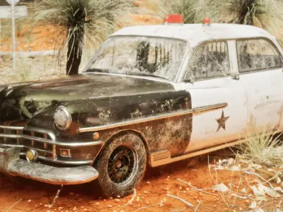 Police Chrysler Newyorker car 1950 Low-poly 3D model